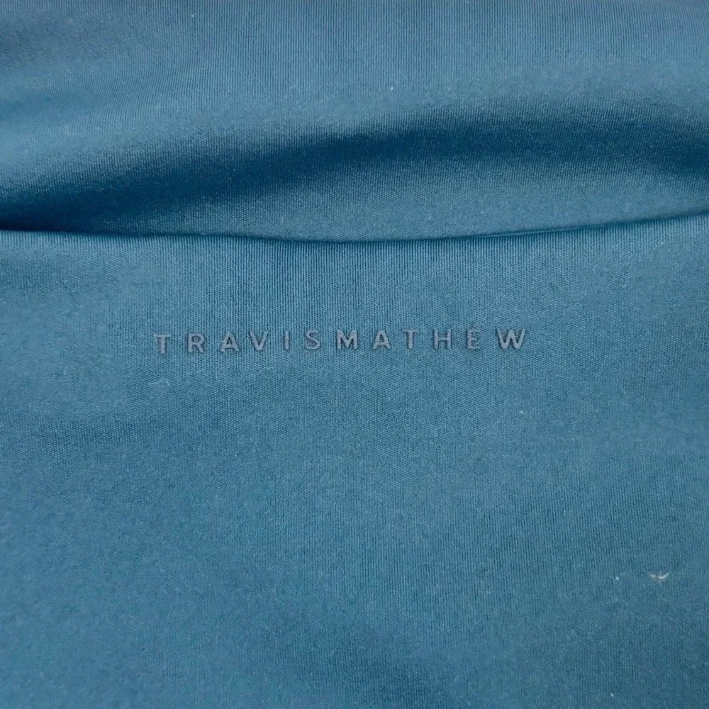 TravisMathew MoveKnit Sports Bra‎ Reflecting Pond Blue Square Neck Ribbed XL NWT